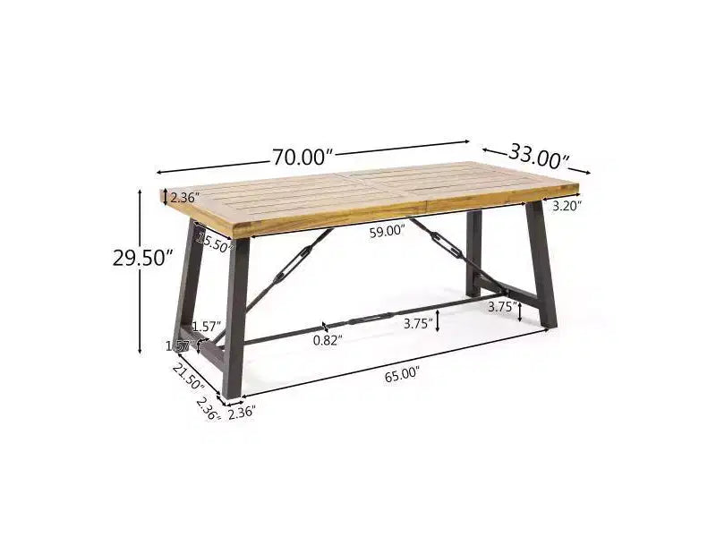 Set da pranzo da esterni a 6 pezzi Jennys in acacia/vimini – Marrone – Christopher Knight Home: Resistente alle intemperie, Struttura in ferro, Panca inclusa
