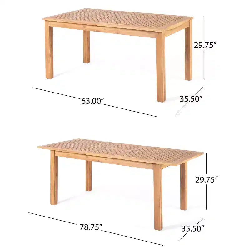 Set da pranzo da esterni espandibile 7 pezzi Nadia in legno e vimini - Naturale/Marrone/Beige - Christopher Knight Home: include 6 sedie, cuscini rimovibili