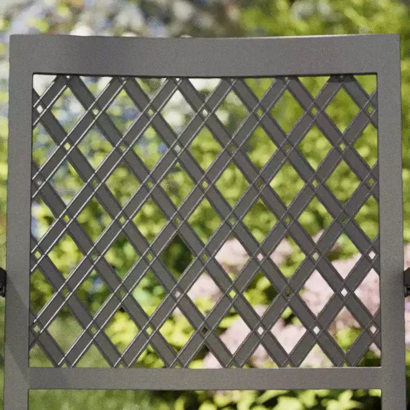 Set da pranzo per patio in metallo da 7 pezzi con tavolo rettangolare con ombrellone e 6 sedie impilabili - Captiva Designs