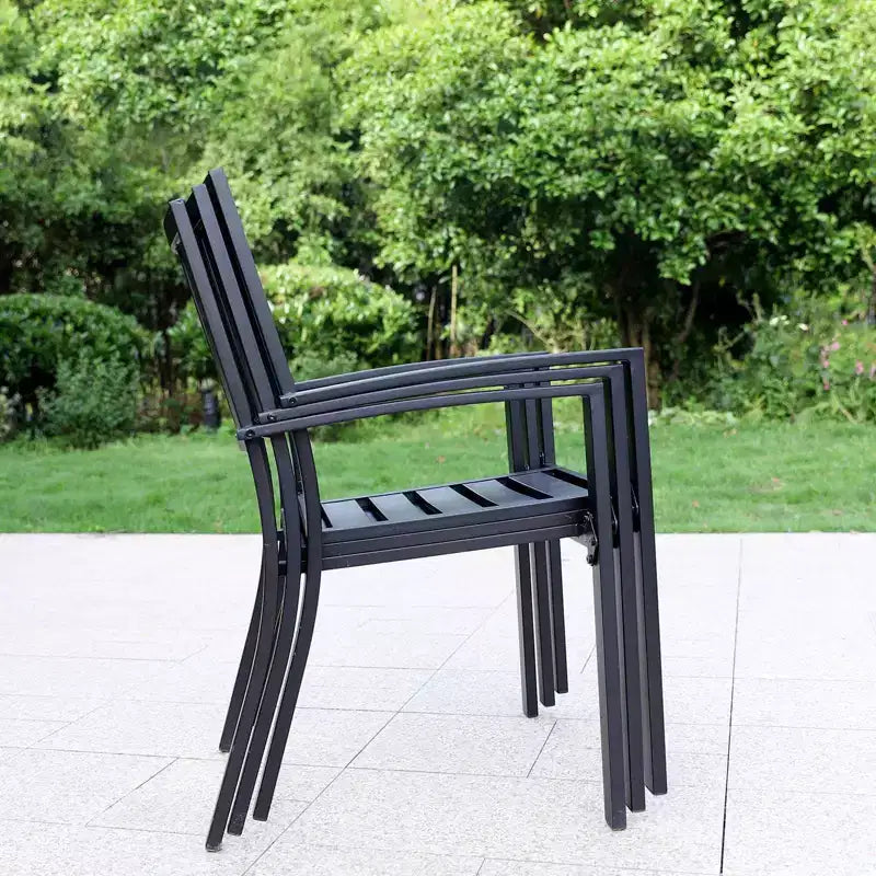 Set da giardino 5 pezzi con tavolo effetto legno e sedie in metallo - Captiva Designs