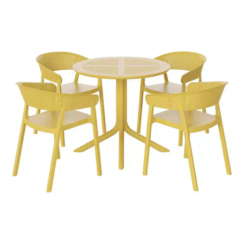 WestinTrends Playa Ensemble de salle à manger rond moderne 5 pièces avec chaises empilables pour patio