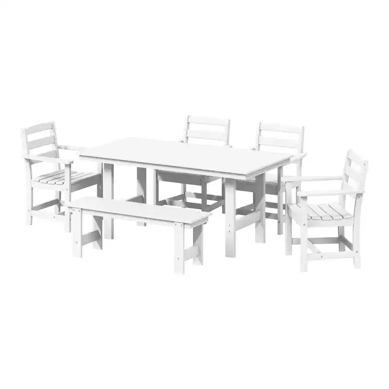 WestinTrends Ashore Set da pranzo da esterno in 6 pezzi in HDPE con panca