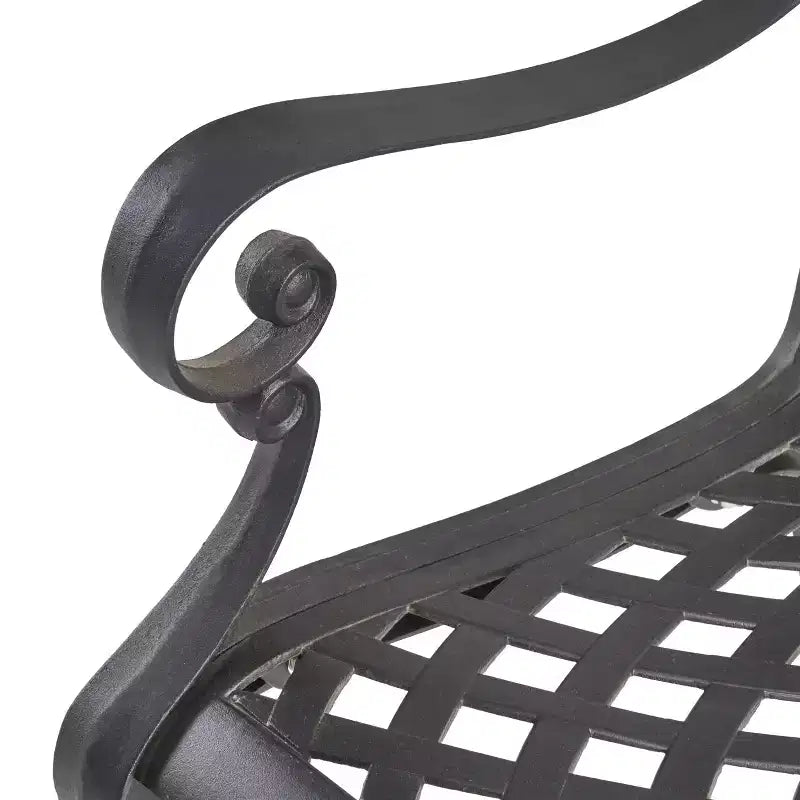 Ensemble de salle à manger extérieur traditionnel Christopher Knight Home Cayman 9 pièces en fonte d'aluminium maillée avec table ronde tissée de 155,5 cm