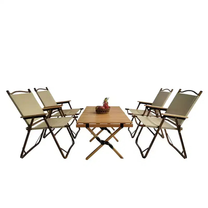 Set da pranzo MAYEERTY pieghevole 1 tavolo 4 sedie per interni ed esterni adatto ai bambini naturale