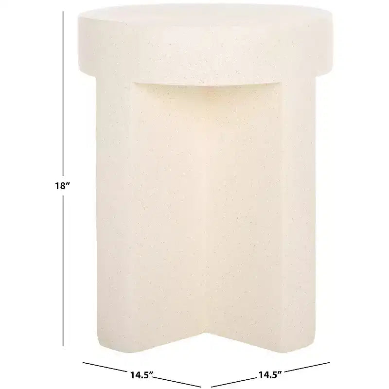 Round Accent Table ¨C White Sculptural Cross Base, Modern Indoor Design