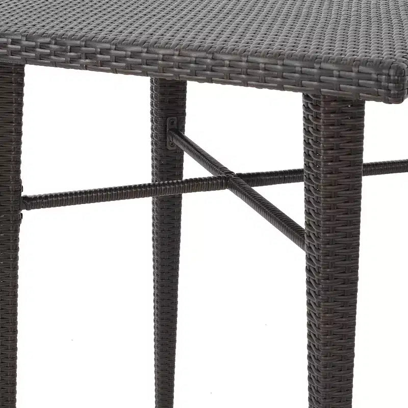 Christopher Knight Home Plauche Set Bar da Esterno a 5 Pezzi in Vimini e Ferro con Cuscini