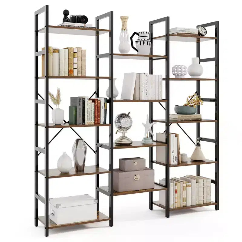 Libreria industriale a 5 ripiani, struttura in metallo resistente con 14 ripiani aperti, capacità di 420 kg