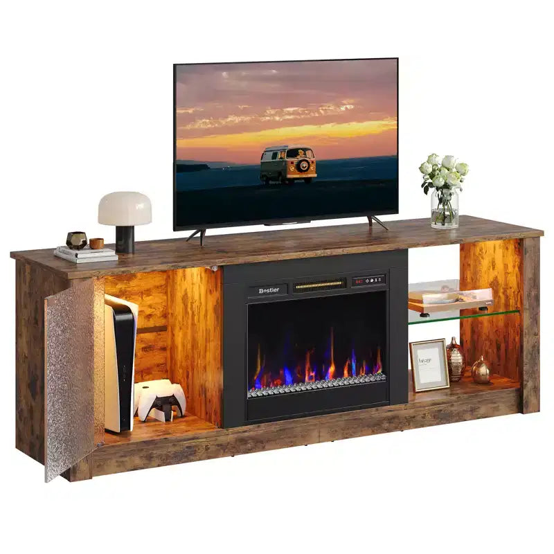 Mobile TV da 63" con caminetto LED e riscaldamento a telecomando