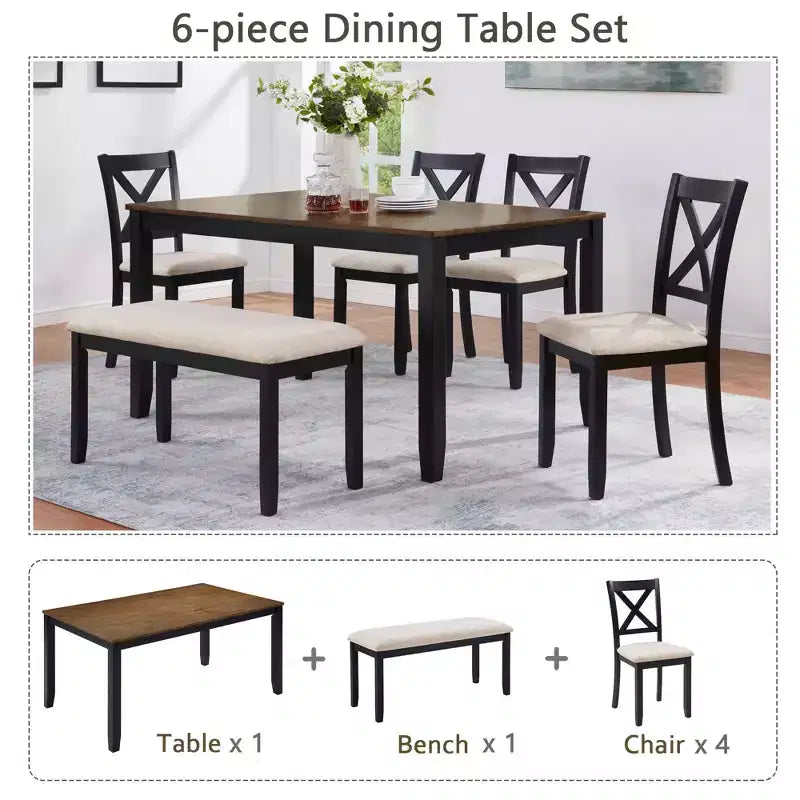 Ensemble de salle à manger moderne MAYEERTY 5 pièces, table en bois avec 4 chaises, bicolore gris et blanc