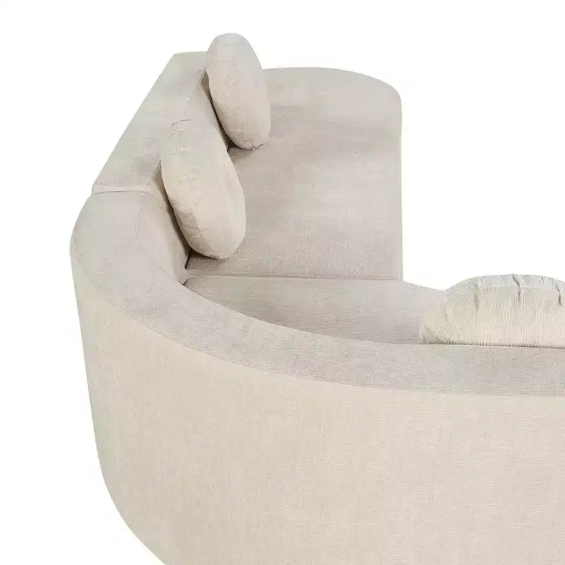 Canapé d'angle extra large Whisen 310 cm, canapé élégant en tissu avec trois coussins ronds, mousse haute résilience