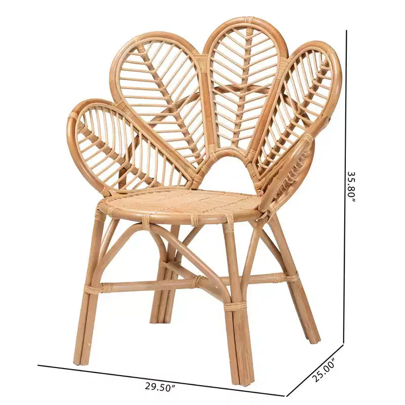 Poltrona Eliava Natural Rattan Flower Marrone Naturale: Vimini per Interni, Nessun Montaggio Richiesto