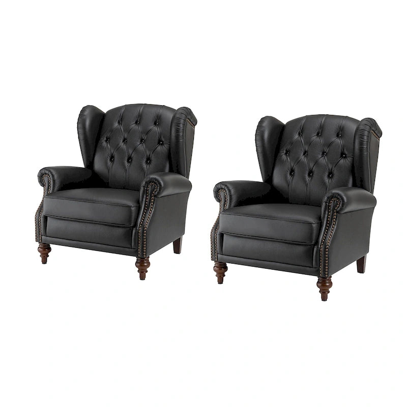 Fauteuil Alex Classic Wingback en cuir avec clous décoratifs (lot de 2) par HULALA HOME