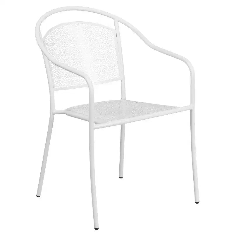 Ensemble de table de patio pliante ronde en métal de qualité commerciale Emma et Oliver de 76 cm avec 2 chaises à dossier rond