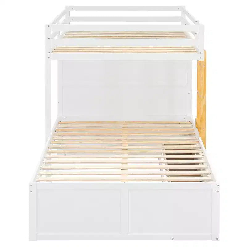 Lit superposé complet Whisen avec 2 grands tiroirs, 5 petits tiroirs et petite armoire