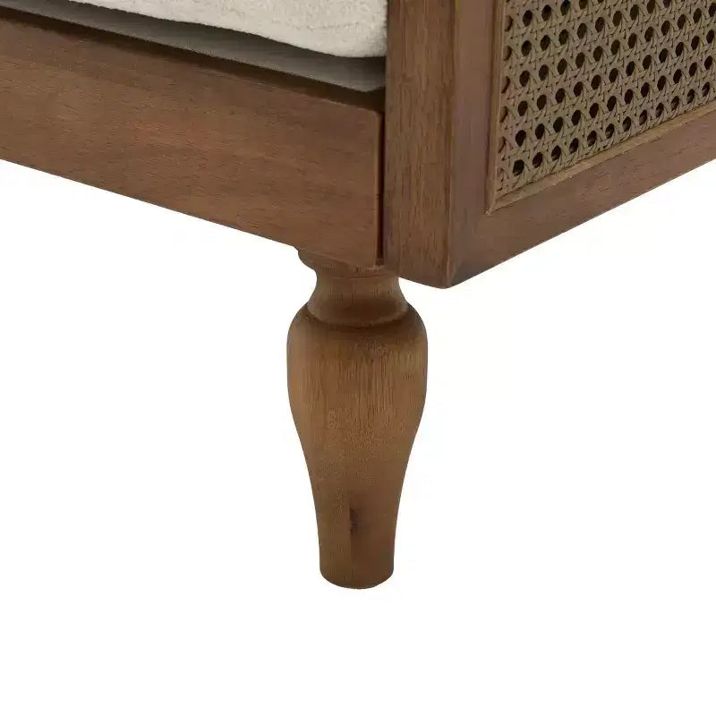 Divanetto Divano Moderno di Metà Secolo con Morbida Imbottitura, Braccioli in Rattan e Gambe in Legno, Divano a 2 Posti per Soggiorno, Camera da Letto o Appartamento-Panipeachy