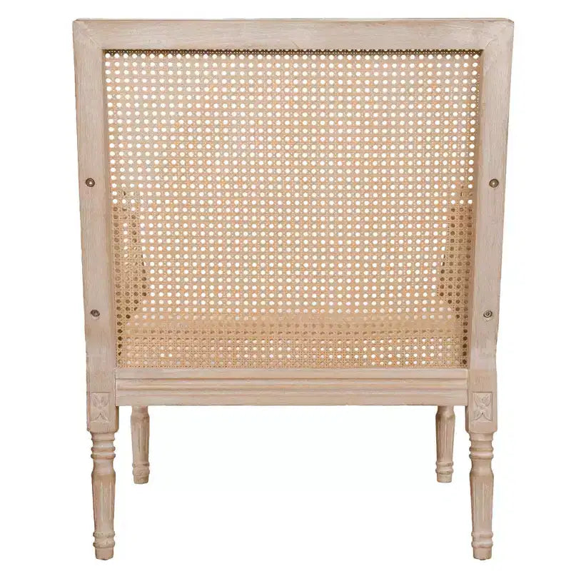 GDFStudio Bertie, sedia d'accento francese imbottita in rattan e legno di gomma