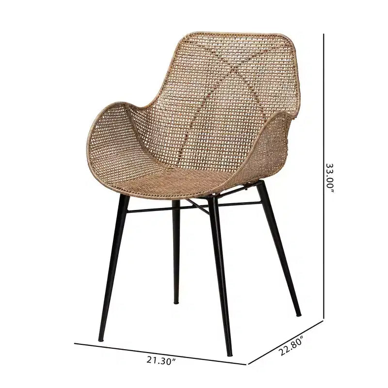 Sedia da pranzo bali & pari Ballerina in rattan e metallo: Lavorazione artigianale, design bohémien