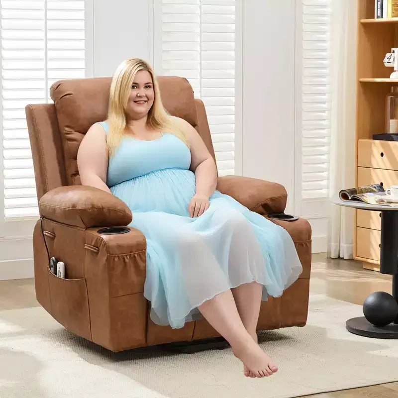 Fauteuil inclinable électrique releveur, fauteuils inclinables électriques pour personnes âgées avec fonction chauffante et massante, aide à la levée, porte-gobelets, poche latérale, pour salon