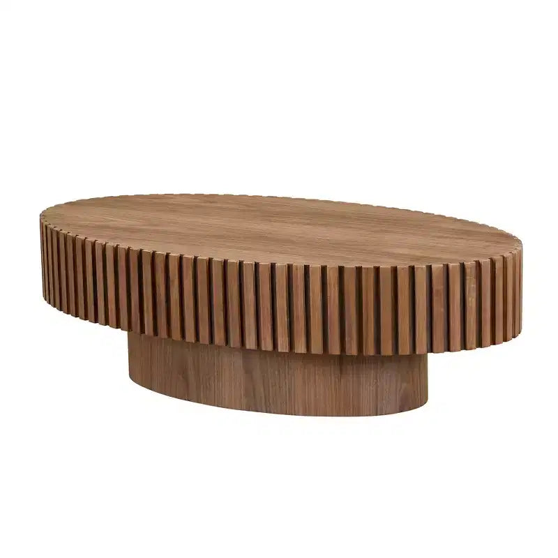 Tavolino da caffè ovale/quadrato, tavolino centrale scanalato minimalista, tavolino d'appoggio, frassino naturale/noce/nero opaco-ModernLuxe