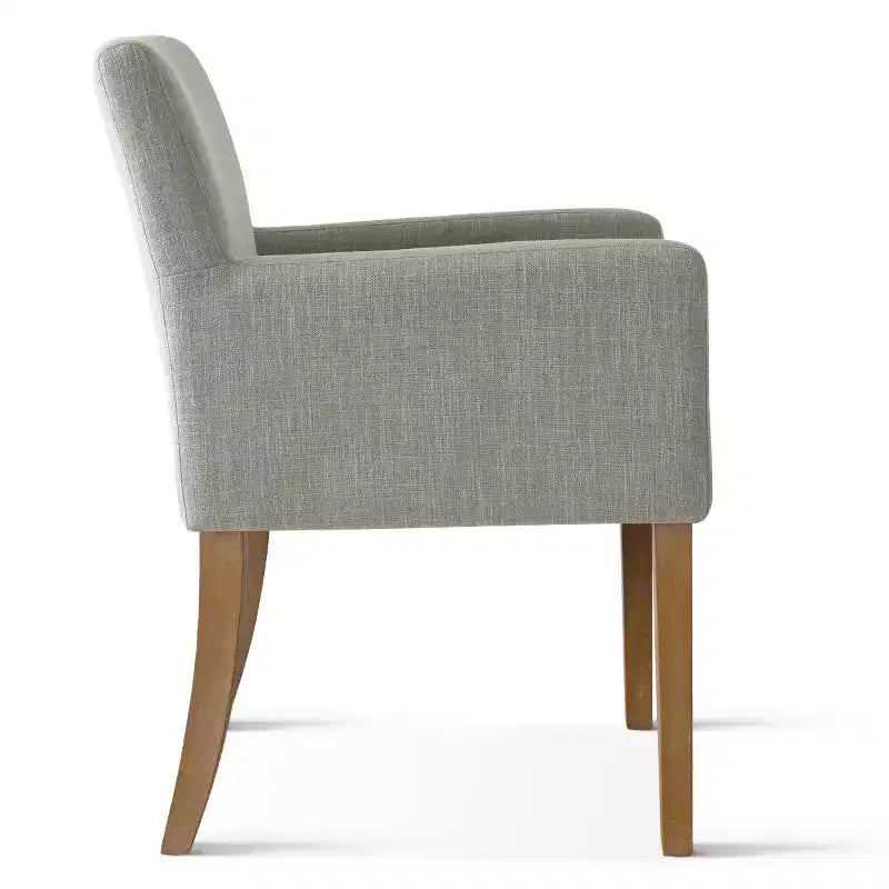 Set da pranzo da 9 pezzi con prolunga, include 6 sedie senza braccioli e 2 poltrone in lino neutro, gambe in legno massello, stile moderno-Panipeachy