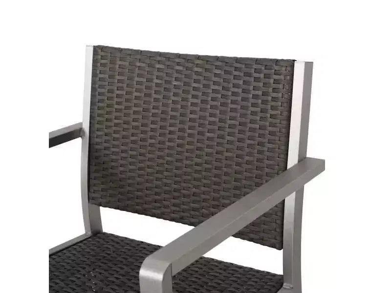 Set bar da esterno Cape Coral 5 pezzi in vimini/metallo resistente alle intemperie con 4 sgabelli - Grigio - Christopher Knight Home