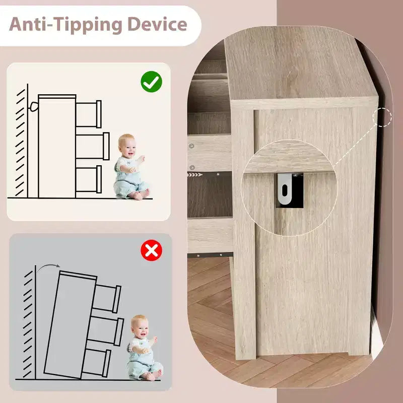 Comò Moderno Largo a 7 Cassetti per Camera da Letto, Grande Cassettiera in Legno con Organizzatore per Soggiorno, Corridoio e Ingresso