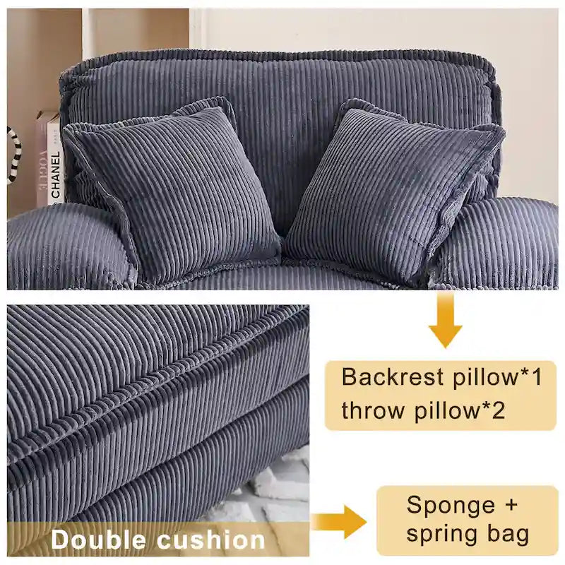 56.9 W Poltrona Oversize con Pouf, Poltrona da Lettura per Camera da Letto, Divano Letto Pigro, Poltrona Reclinabile Singola Moderna Oversize