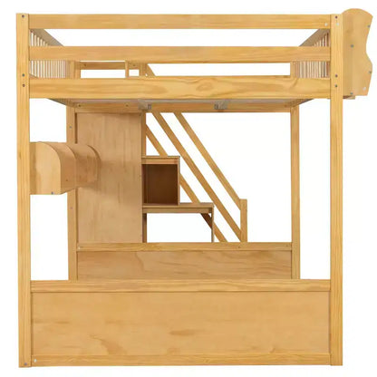 Letto a soppalco Queen Size con scaletta, armadio e scaffali - MDF, 295 kg