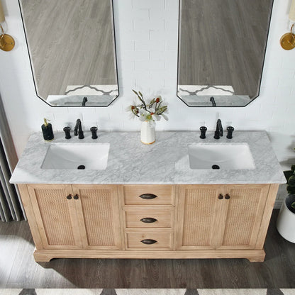 Mobile bagno Hervas con top in marmo naturale senza specchio