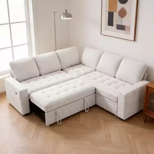 Dyonery Comfy Divano Letto 198 cm, Divano Letto a L in ciniglia con Letto Estraibile e Chaise Longue Contenitore per Soggiorno, Appartamento e Ufficio, Nero