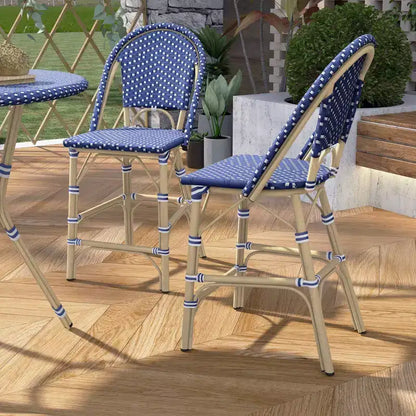Ensemble de salle à manger d'extérieur à hauteur de comptoir 5 pièces Franco - miBasics : Tabourets de bar et table d'extérieur en aluminium, résistants à l'eau