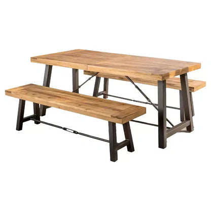 Table de pique-nique Catriona 3 pièces en bois d'acacia - Fini teck - Christopher Knight Home