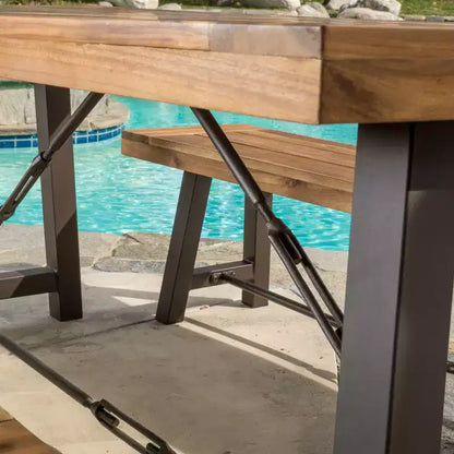 Table de pique-nique Catriona 3 pièces en bois d'acacia - Fini teck - Christopher Knight Home