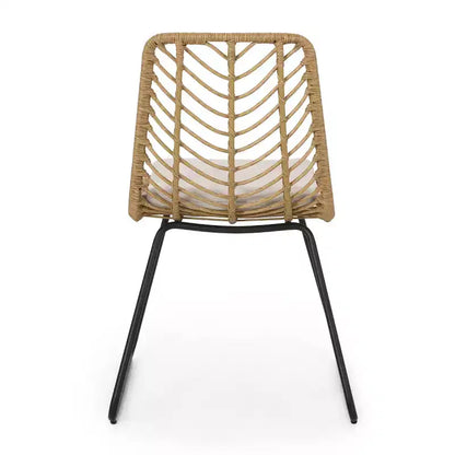 Ensemble de salle à manger extérieur 7 pièces en osier Bleckley - Marron clair/Beige/Teck - Christopher Knight Home : Mobilier de patio en rotin avec plateau de table en acacia