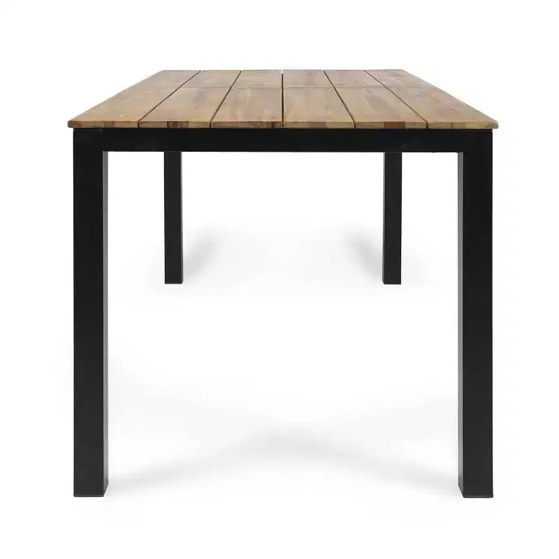 Ensemble de salle à manger extérieur 7 pièces en osier Bleckley - Marron clair/Beige/Teck - Christopher Knight Home : Mobilier de patio en rotin avec plateau de table en acacia