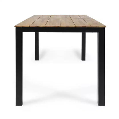 Ensemble de salle à manger extérieur 7 pièces en osier Bleckley - Marron clair/Beige/Teck - Christopher Knight Home : Mobilier de patio en rotin avec plateau de table en acacia