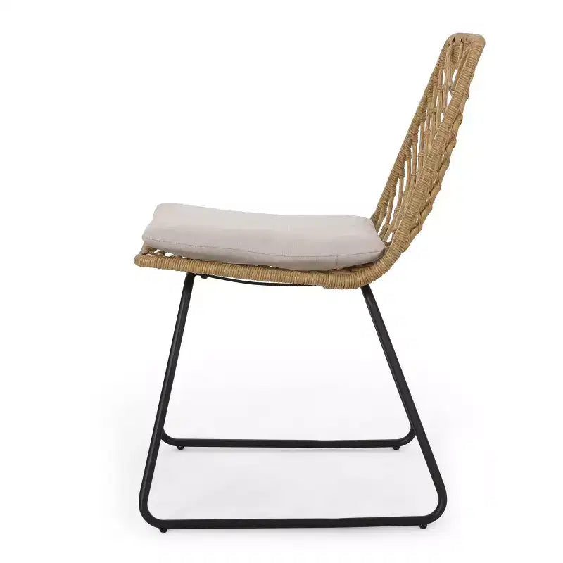 Ensemble de salle à manger extérieur 7 pièces en osier Bleckley - Marron clair/Beige/Teck - Christopher Knight Home : Mobilier de patio en rotin avec plateau de table en acacia