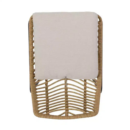 Ensemble de salle à manger extérieur 7 pièces en osier Bleckley - Marron clair/Beige/Teck - Christopher Knight Home : Mobilier de patio en rotin avec plateau de table en acacia