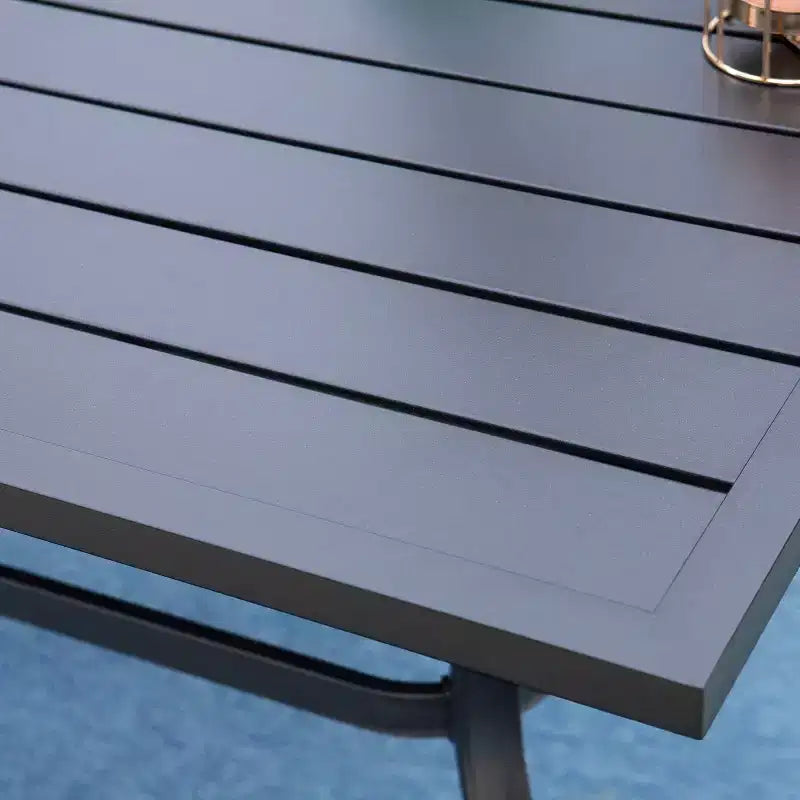 Ensemble de patio 7 pièces avec table rectangulaire et chaises inclinables en toile avec accoudoirs - Captiva Designs : Mobilier de salle à manger extérieur