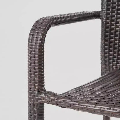 Set da pranzo Newcastle 7 pezzi in legno e vimini: struttura in alluminio, resistente alle intemperie - Christopher Knight Home