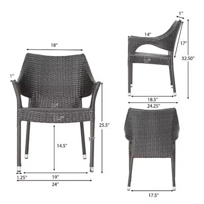 Natividad Set da Pranzo 5 pezzi in Acacia e Rattan: Resistente alle Intemperie, Sedie Impilabili - Christopher Knight Home