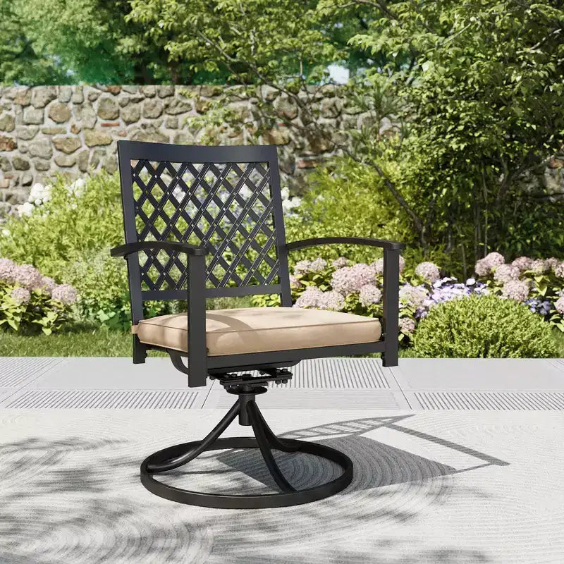 Ensemble de patio 7 pièces avec table de 94 cm et chaises pivotantes à dossier en losange – Captiva Designs