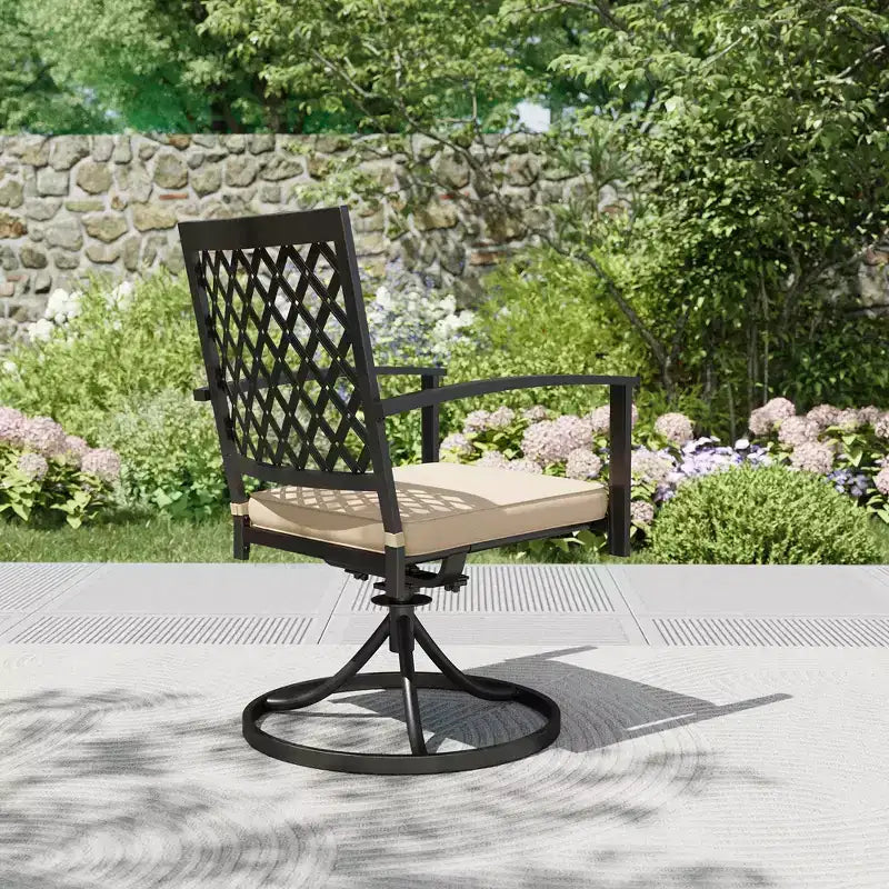 Ensemble de patio 7 pièces avec table de 94 cm et chaises pivotantes à dossier en losange – Captiva Designs