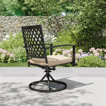 Ensemble de patio 7 pièces avec table de 94 cm et chaises pivotantes à dossier en losange – Captiva Designs
