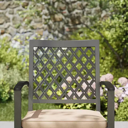 Ensemble de patio 7 pièces avec table de 94 cm et chaises pivotantes à dossier en losange – Captiva Designs