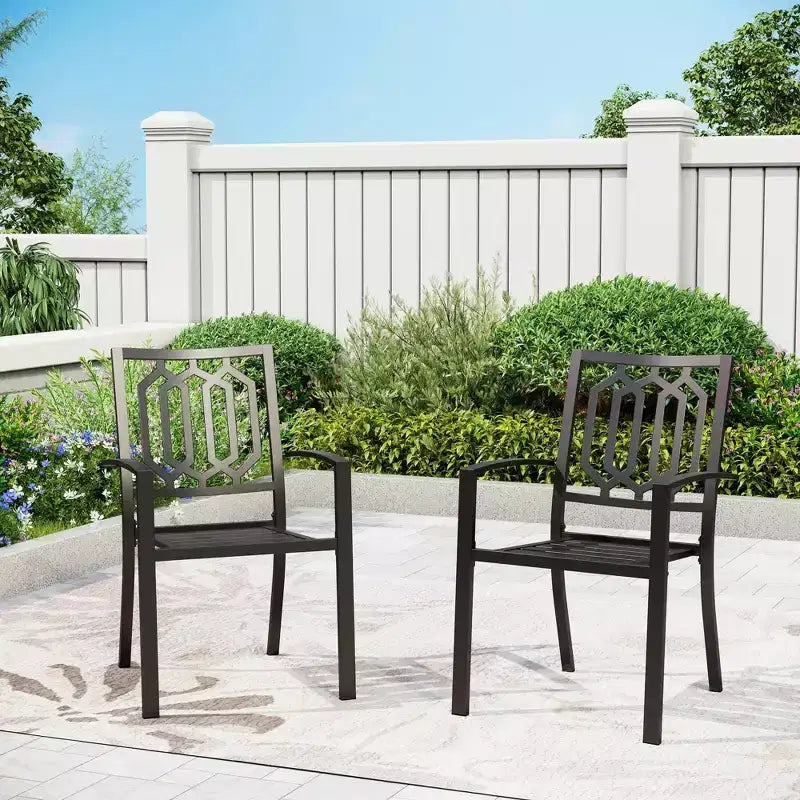 Set da pranzo da 7 pezzi Captiva Designs in metallo con tavolo rettangolare allungabile e 6 sedie: Posti a sedere per sei persone per esterni