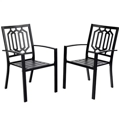 Set da pranzo da 7 pezzi in metallo per patio con tavolo rettangolare effetto legno e 6 sedie impilabili - Captiva Designs