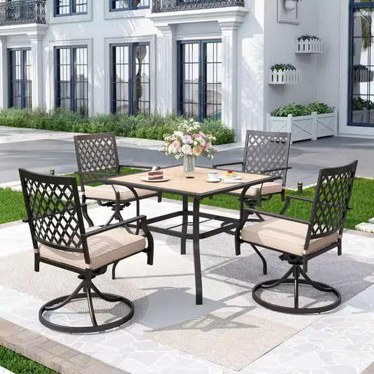 5pc Outdoor Swivel Chairs & Square Table - Captiva Designs