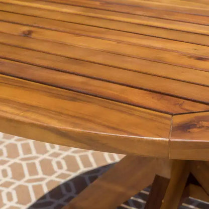 Stamford Set da Pranzo Rotondo da 5 Pezzi in Legno di Acacia Teak: Resistente agli Agenti Atmosferici, 4 Sedie - Christopher Knight Home