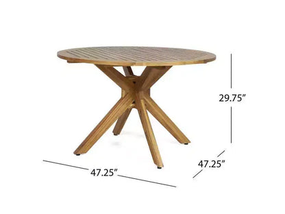 Stamford Set da Pranzo Rotondo da 5 Pezzi in Legno di Acacia Teak: Resistente agli Agenti Atmosferici, 4 Sedie - Christopher Knight Home